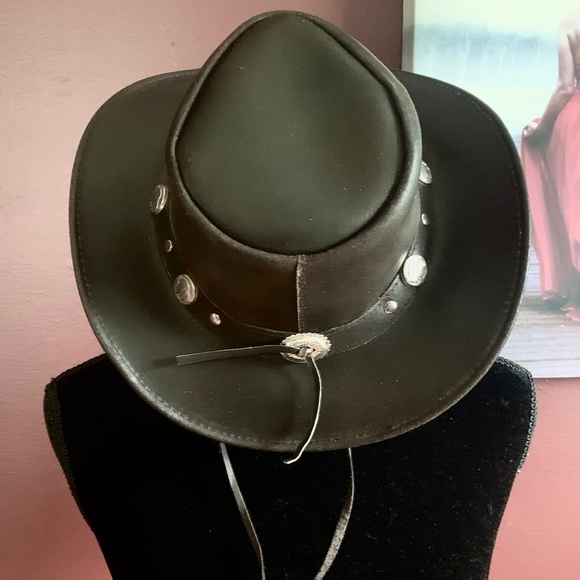 NWT Free People Gold Coast Leather Cowboy Hat - Picture 3 of 9